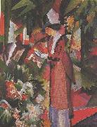 August Macke Walk in flowers oil